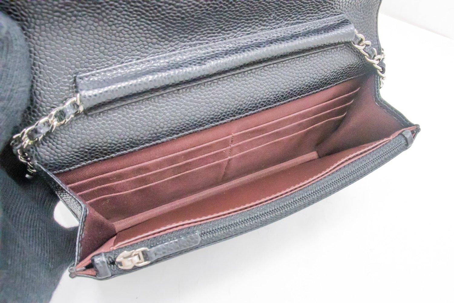 CHANEL Caviar WOC Wallet On Chain Black Shoulder Crossbody Bag 15