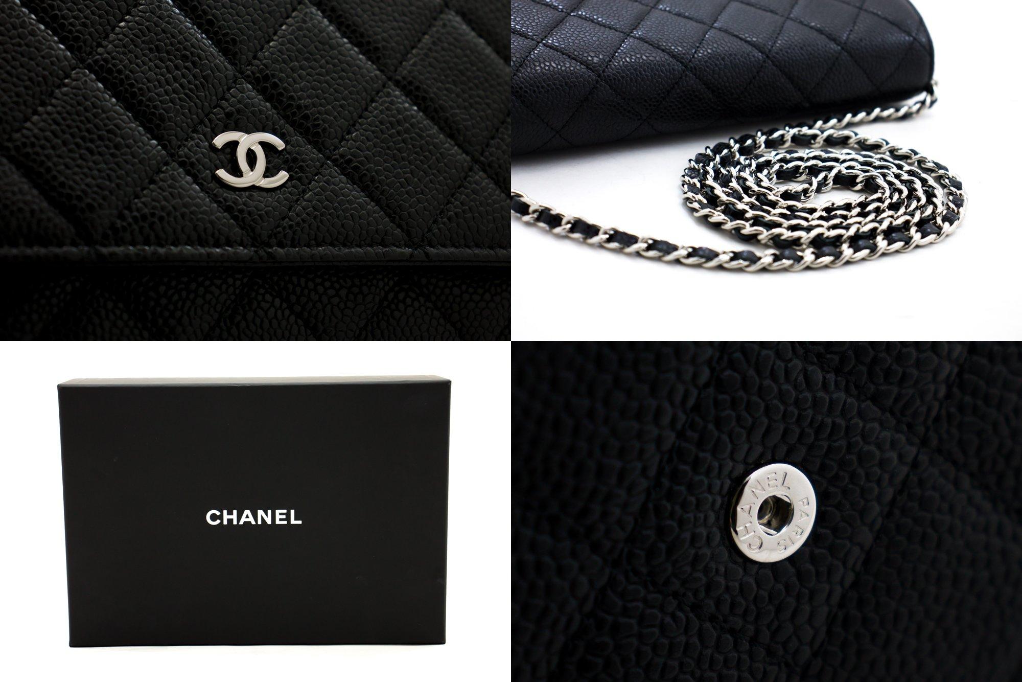 Donna CHANEL Caviale WOC Portafoglio a catena Borsa a tracolla nera