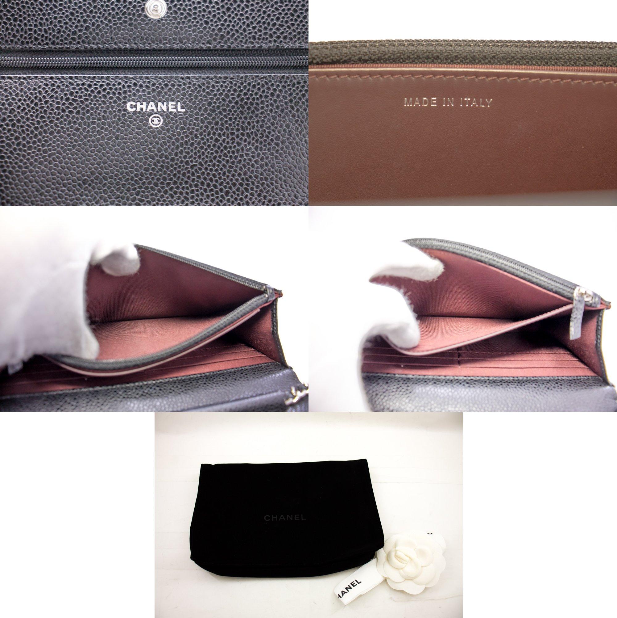 CHANEL Caviale WOC Portafoglio a catena Borsa a tracolla nera 1