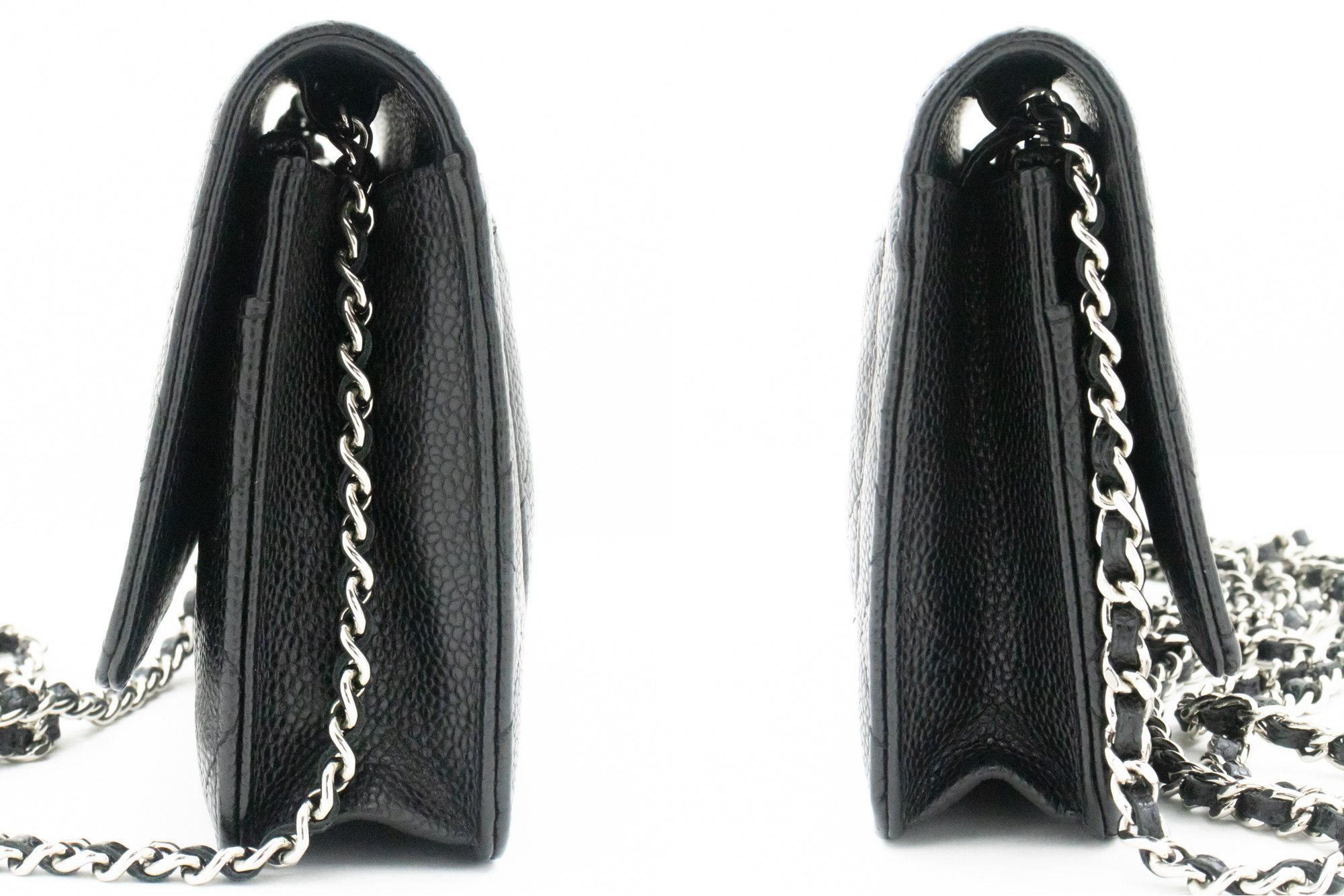  CHANEL Portefeuille portefeuille à bandoulière noir caviar WOC sur chaîne Pour femmes 
