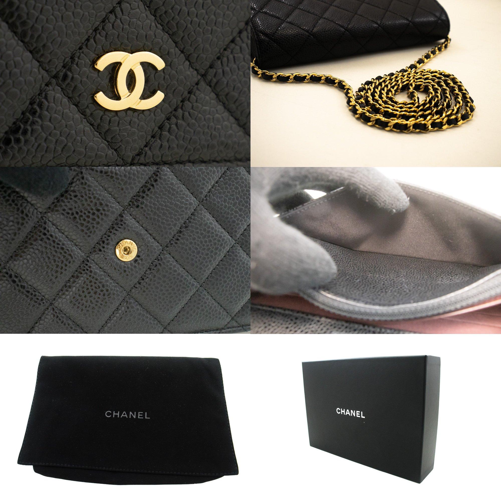 CHANEL Caviar WOC Wallet On Chain Black Shoulder Crossbody Bag For Sale 3