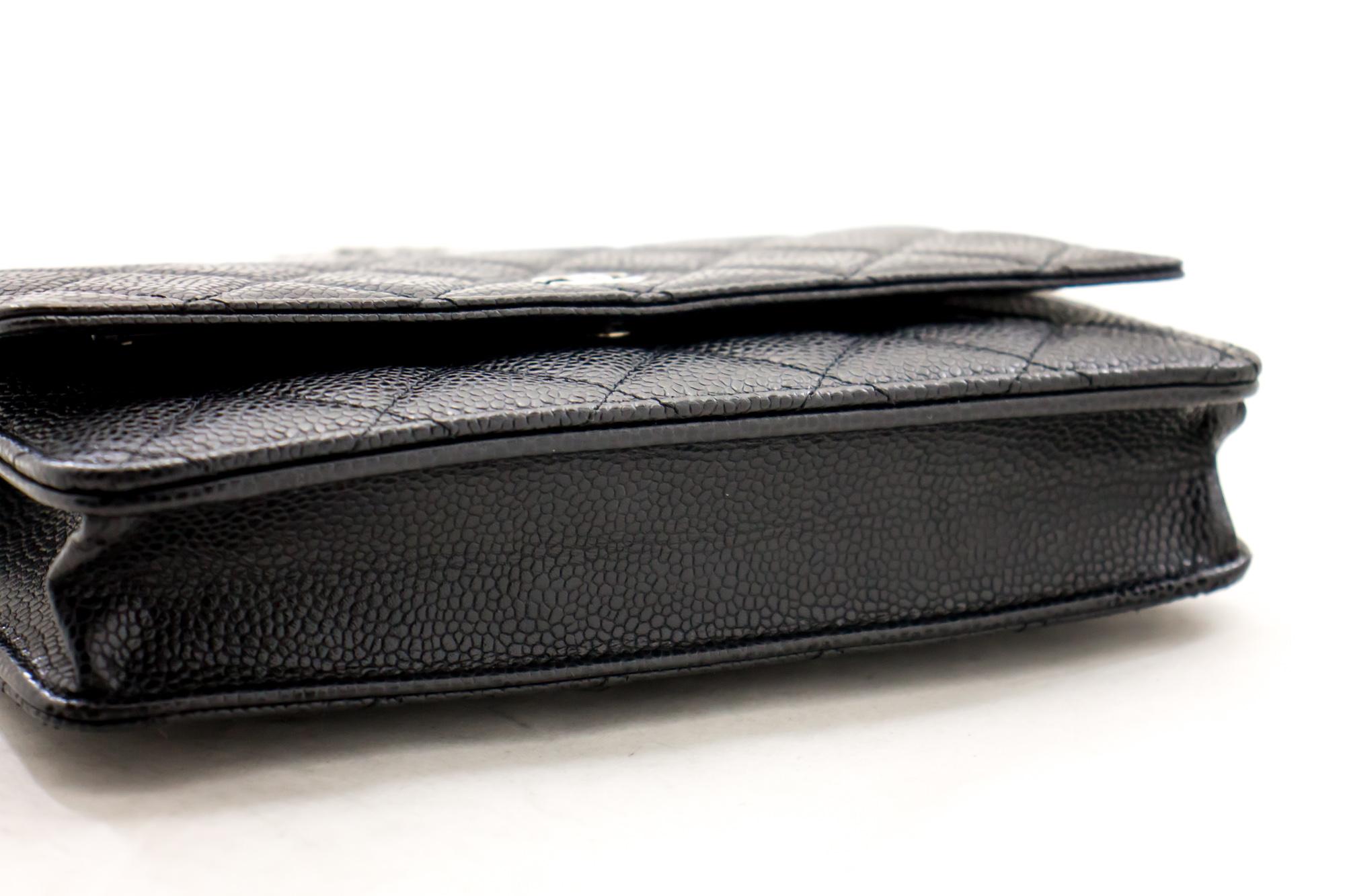 CHANEL Caviale WOC Portafoglio a catena Borsa a tracolla nera 4