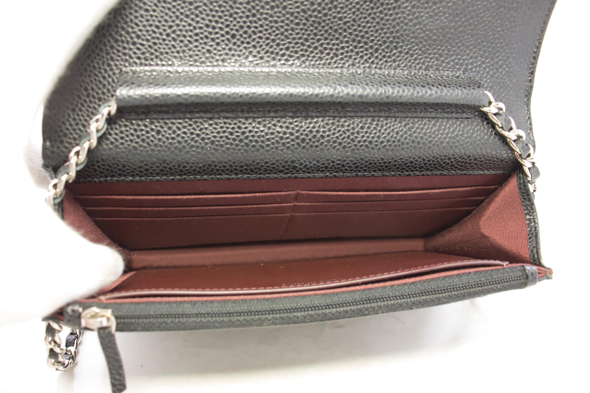 CHANEL Caviale WOC Portafoglio a catena Borsa a tracolla nera 5