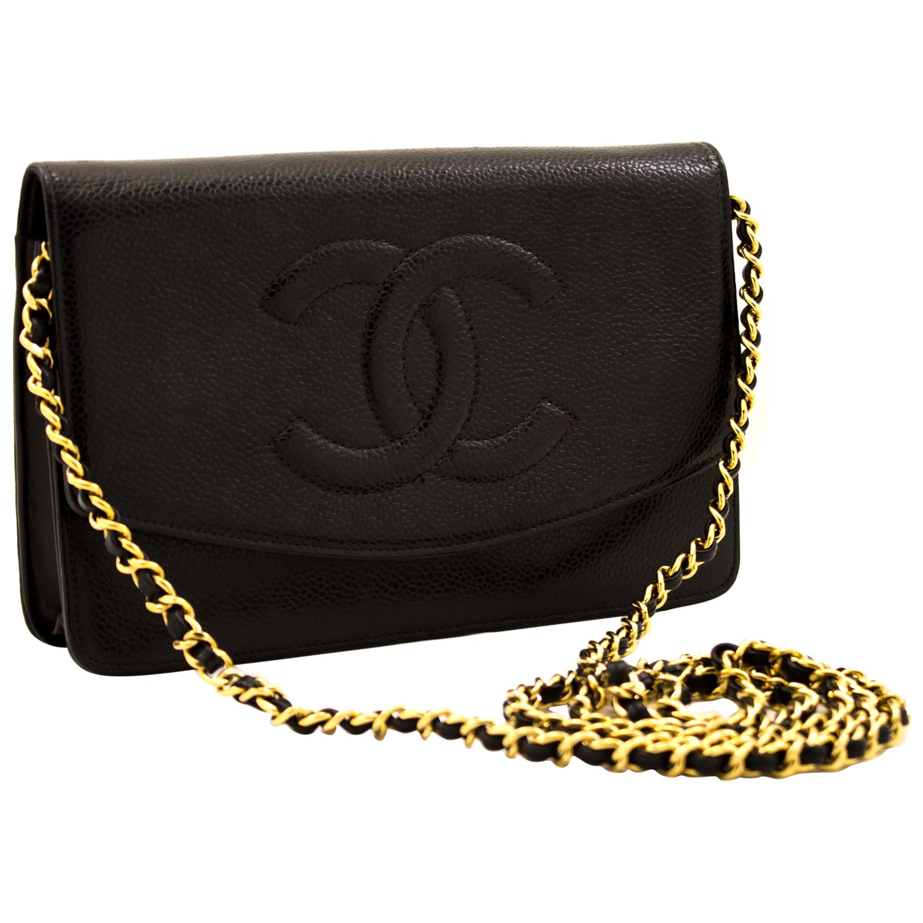 CHANEL Caviar WOC Wallet On Chain Black Shoulder Crossbody Bag For Sale