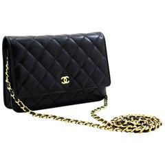 CHANEL Caviar WOC Wallet On Chain Black Shoulder Crossbody Bag