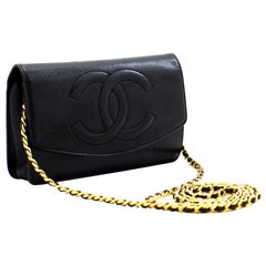 Vintage CHANEL Caviar WOC Wallet On Chain Black Shoulder Crossbody Bag