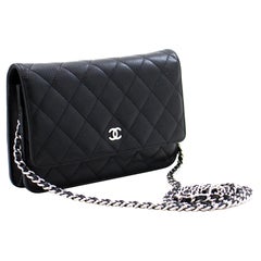 CHANEL Caviar WOC Wallet On Chain Black Shoulder Crossbody Bag