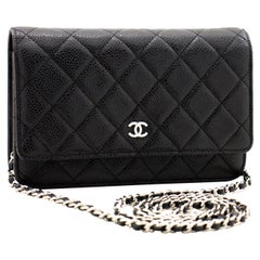 CHANEL Caviale WOC Portafoglio a catena Borsa a tracolla nera