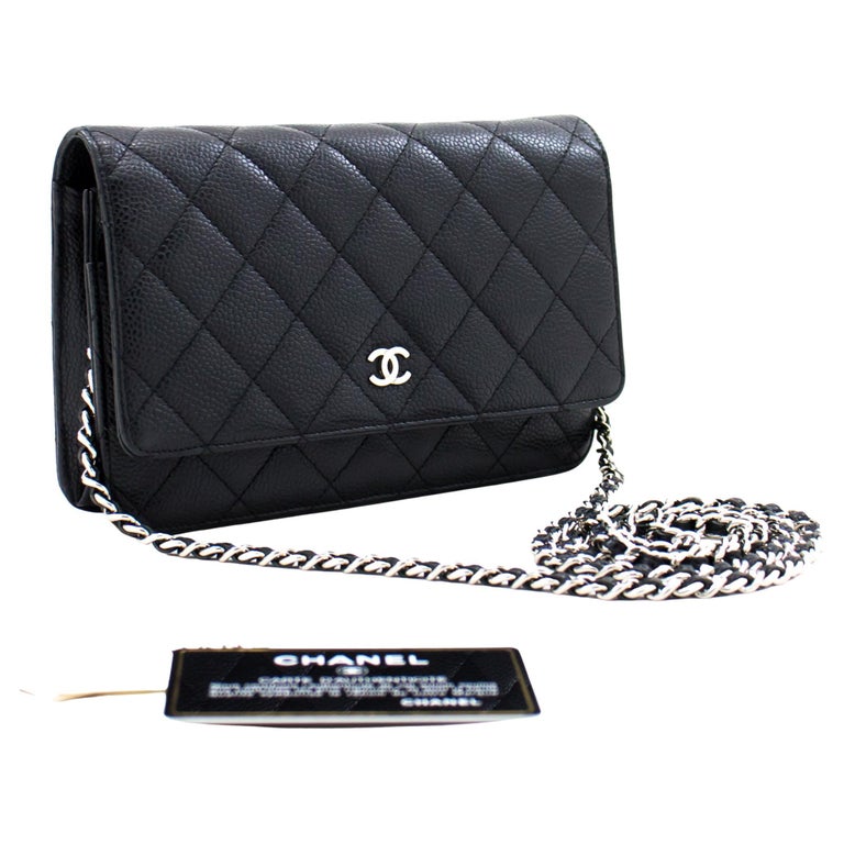 CHANEL Caviar WOC Wallet On Chain Black Shoulder Crossbody Bag For