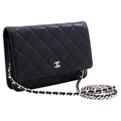 CHANEL WOC WOC Brieftasche an Kette schwarze Umhängetasche