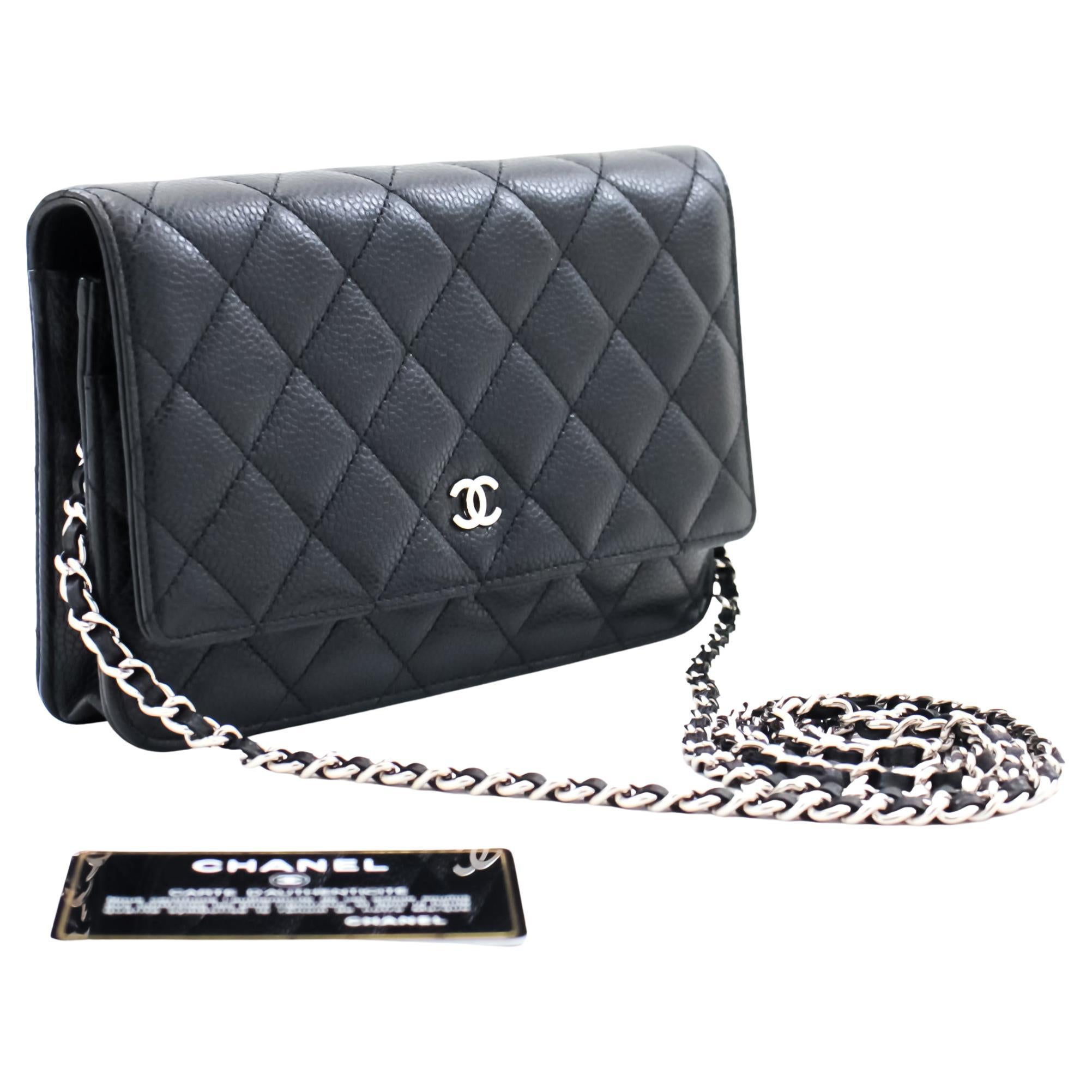 CHANEL Caviar WOC Wallet On Chain Black Shoulder Crossbody Bag For Sale
