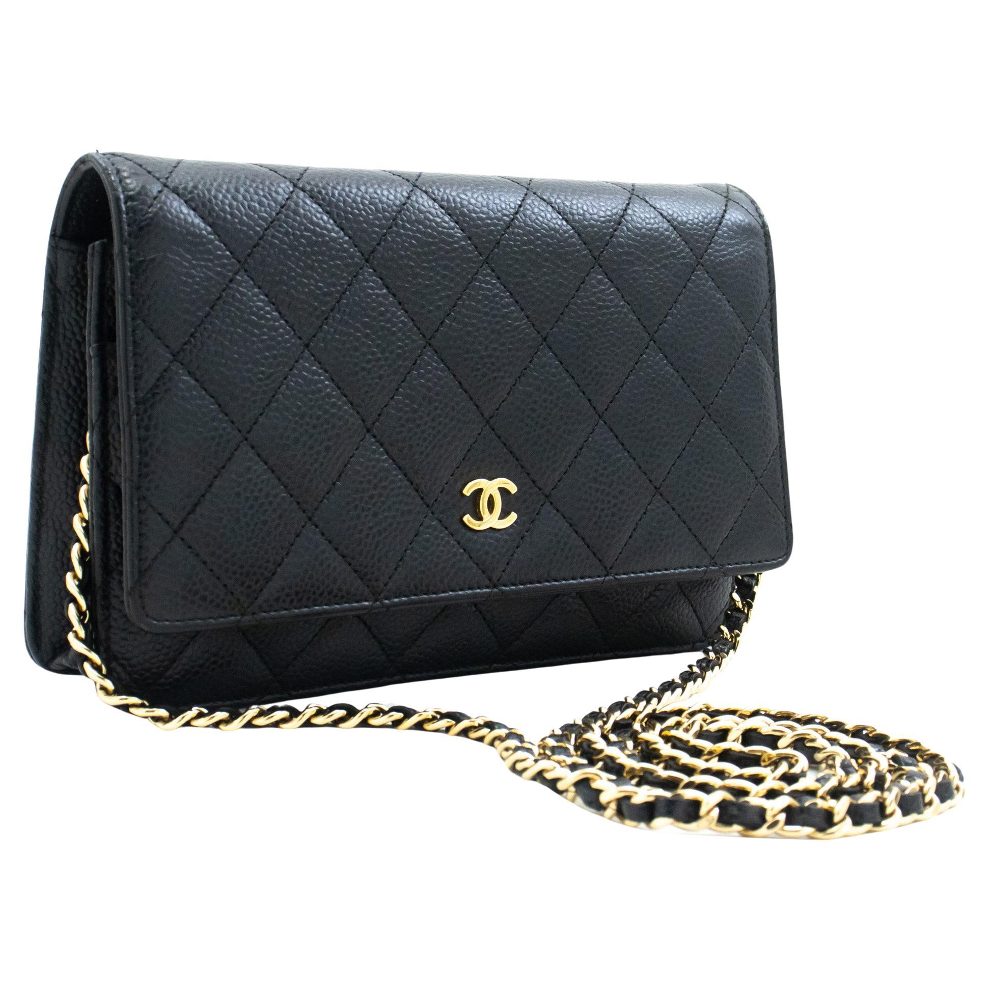CHANEL Caviar WOC Wallet On Chain Black Shoulder Crossbody Bag For Sale
