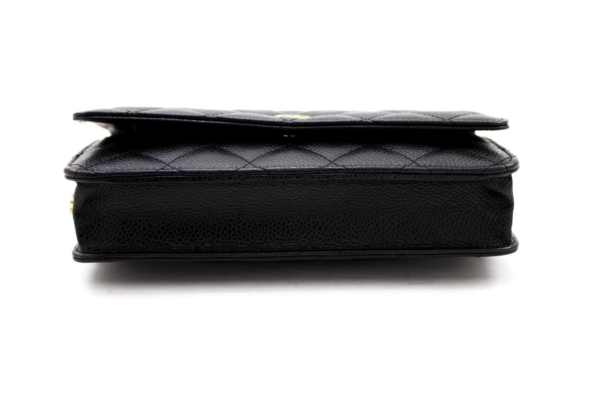 CHANEL Caviar WOC Wallet On Chain Black Shoulder Crossbody Bag Leather