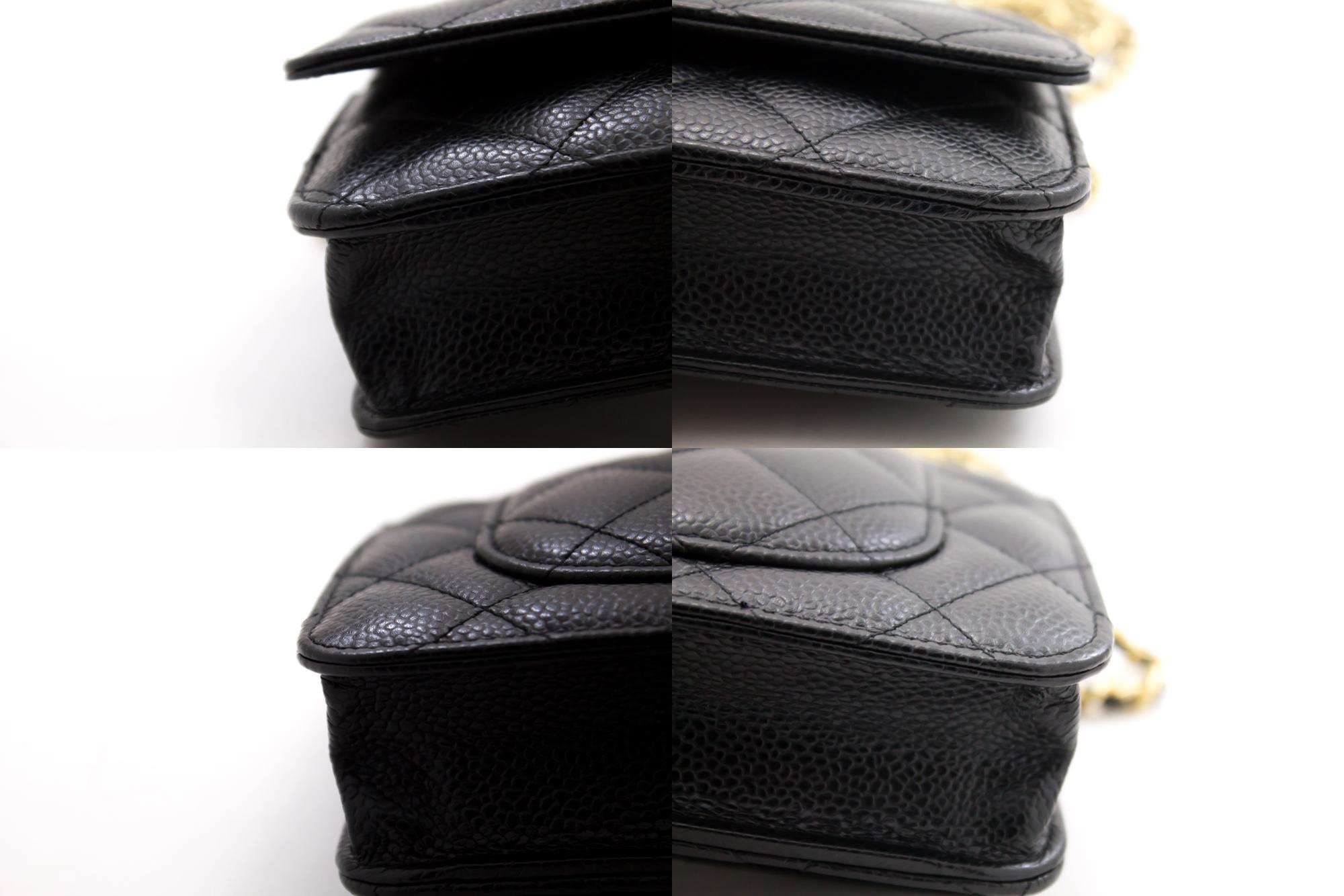 CHANEL Caviar WOC Wallet On Chain Black Shoulder Crossbody Bag Leather
