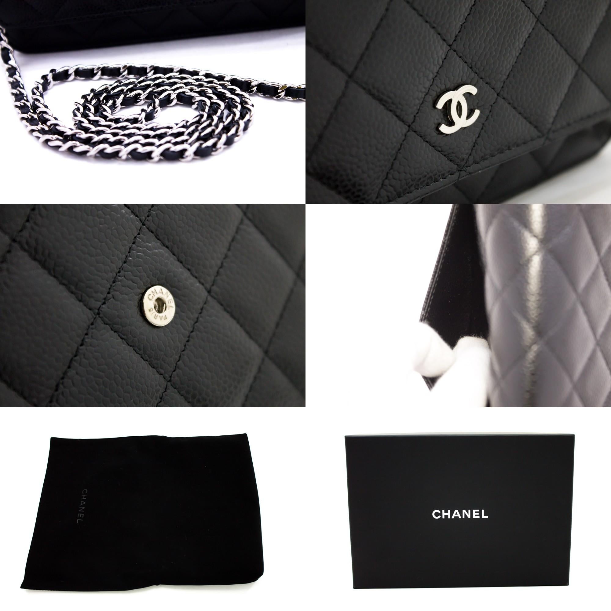 CHANEL Caviar WOC Wallet On Chain Black Shoulder Crossbody Bag Leather