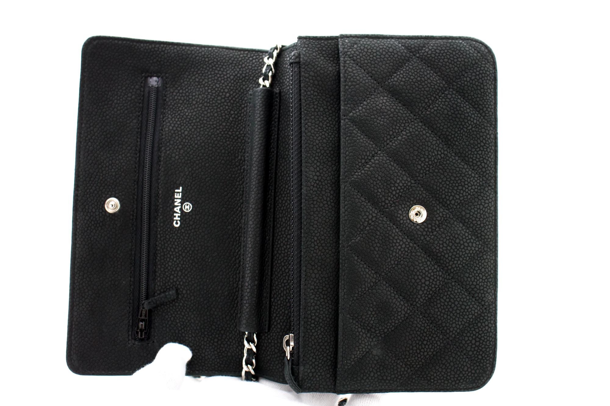 CHANEL Caviar WOC Wallet On Chain Dark Green Shoulder Bag 4