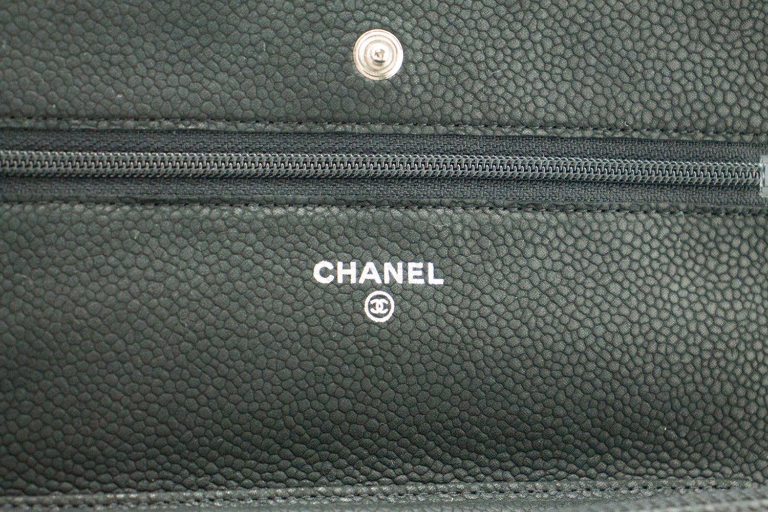 CHANEL Caviar WOC Wallet On Chain Dark Green Shoulder Bag 8