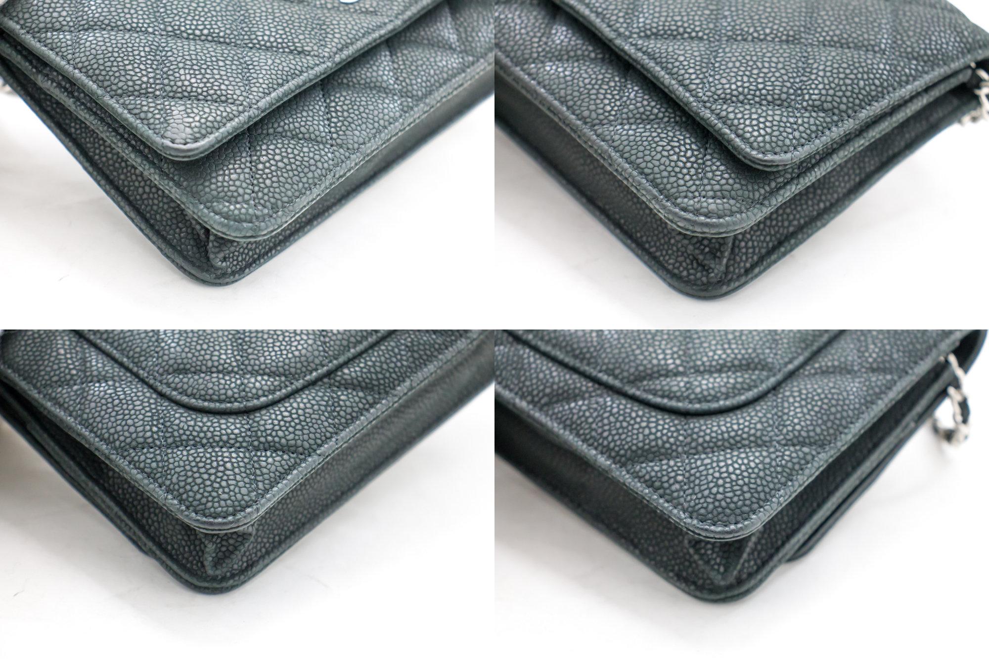 Women's CHANEL Caviar WOC Wallet On Chain Dark Green Shoulder Bag