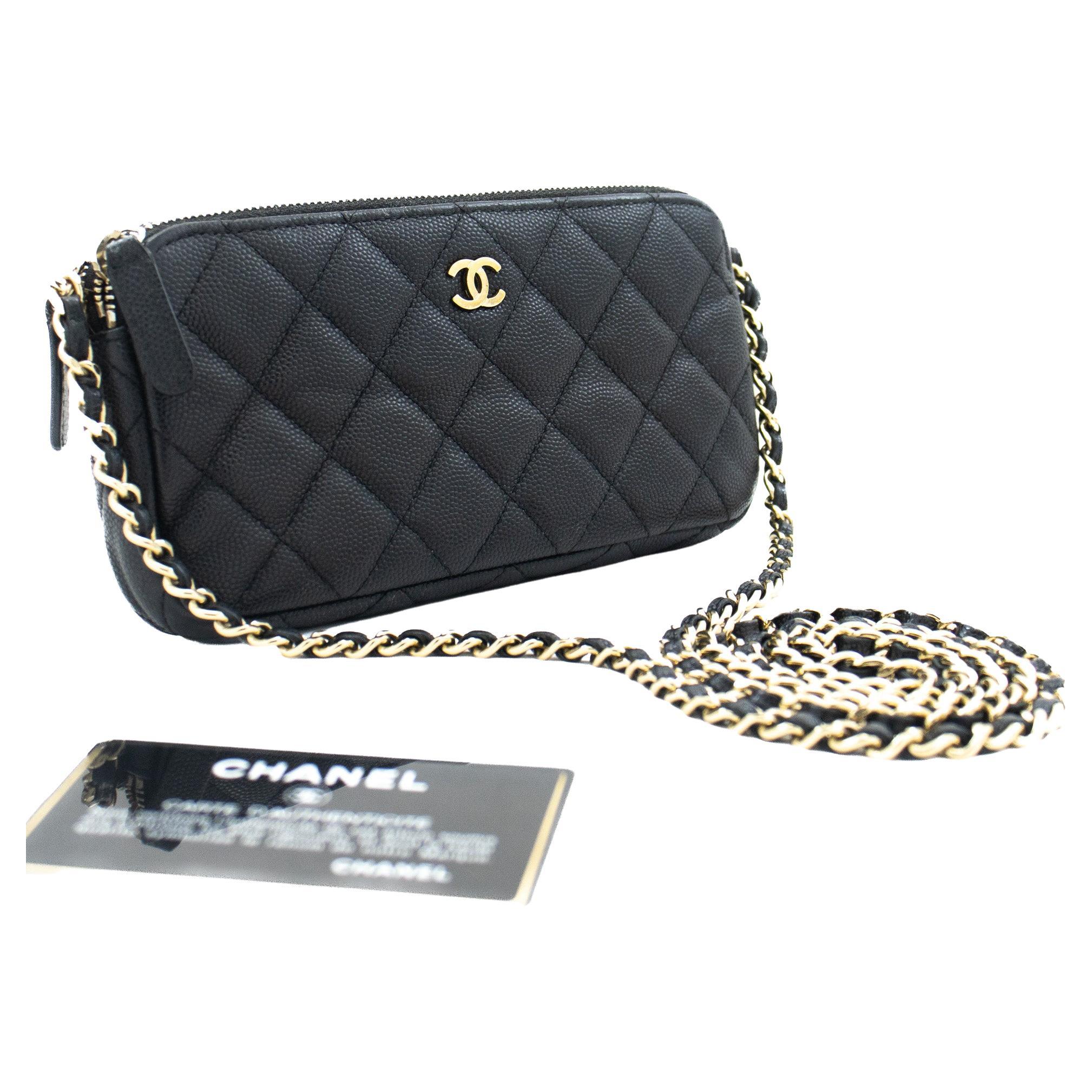 navy chanel wallet on chain