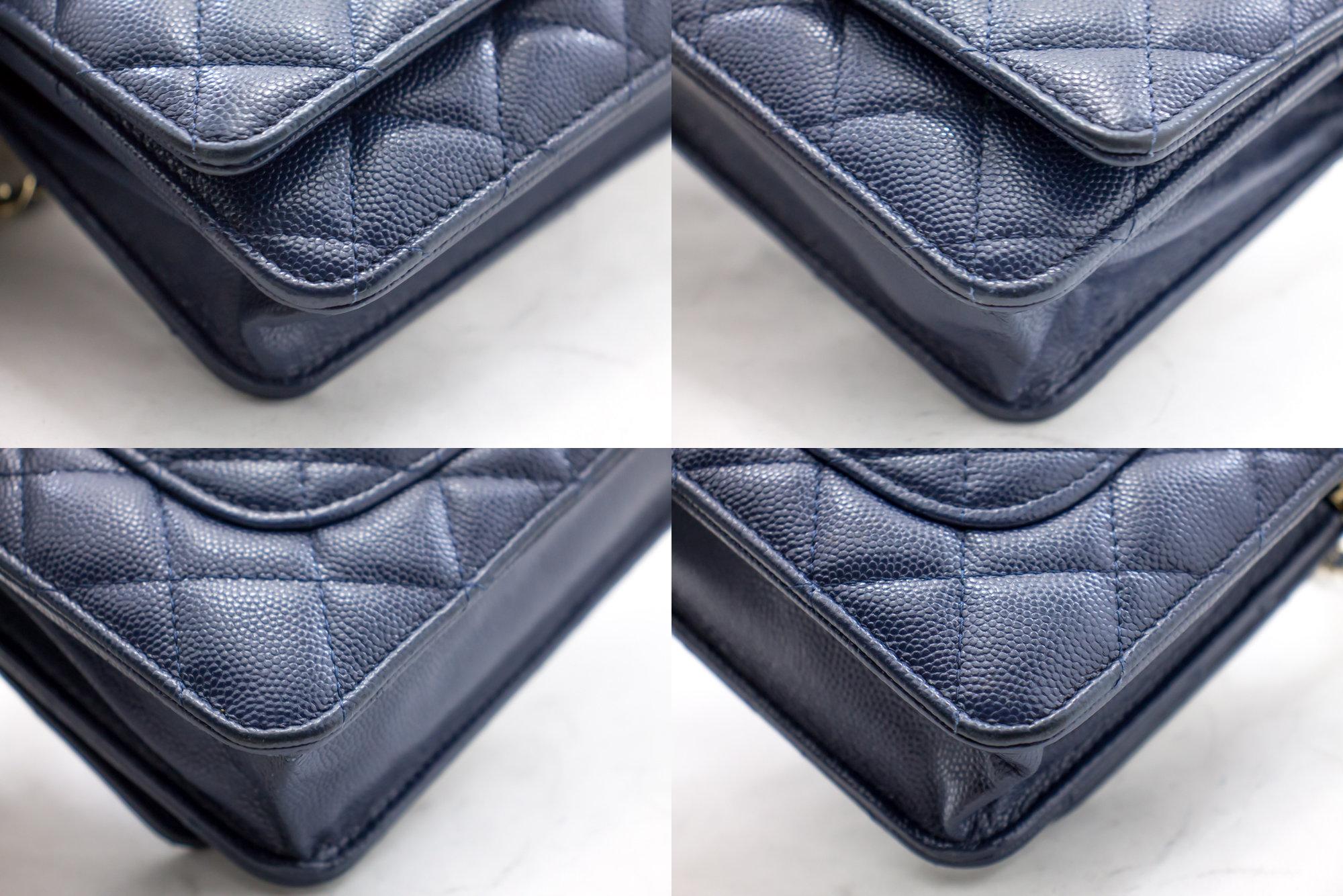 CHANEL Caviar WOC Wallet On Chain Navy Shoulder Crossbody Bag Gold For Sale 1