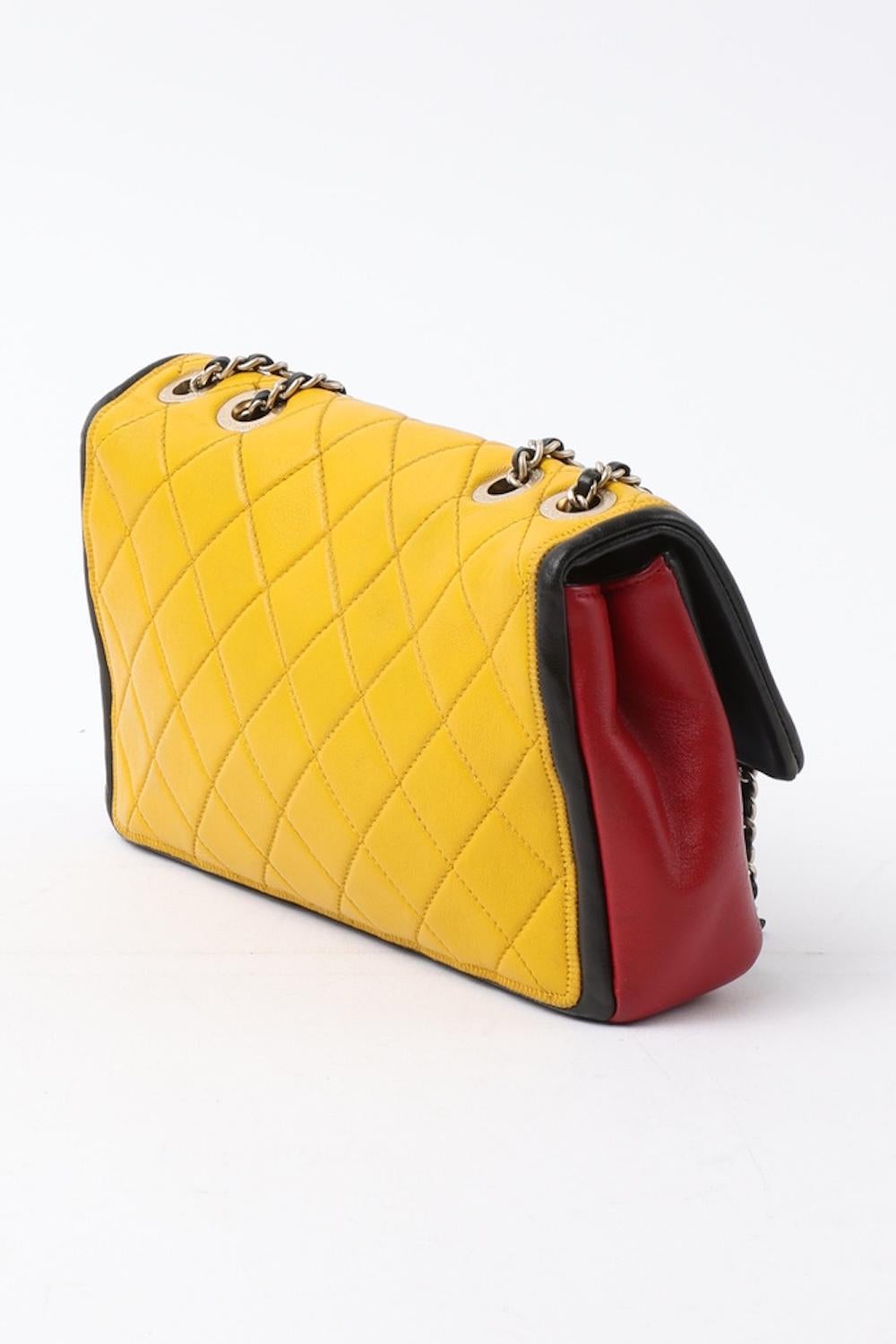 Chanel  Yellow Blue RED Mondrian Single Flap Bag Medium For Sale 1