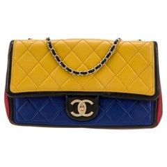 Chanel  Yellow Blue RED Mondrian Single Flap Bag Medium