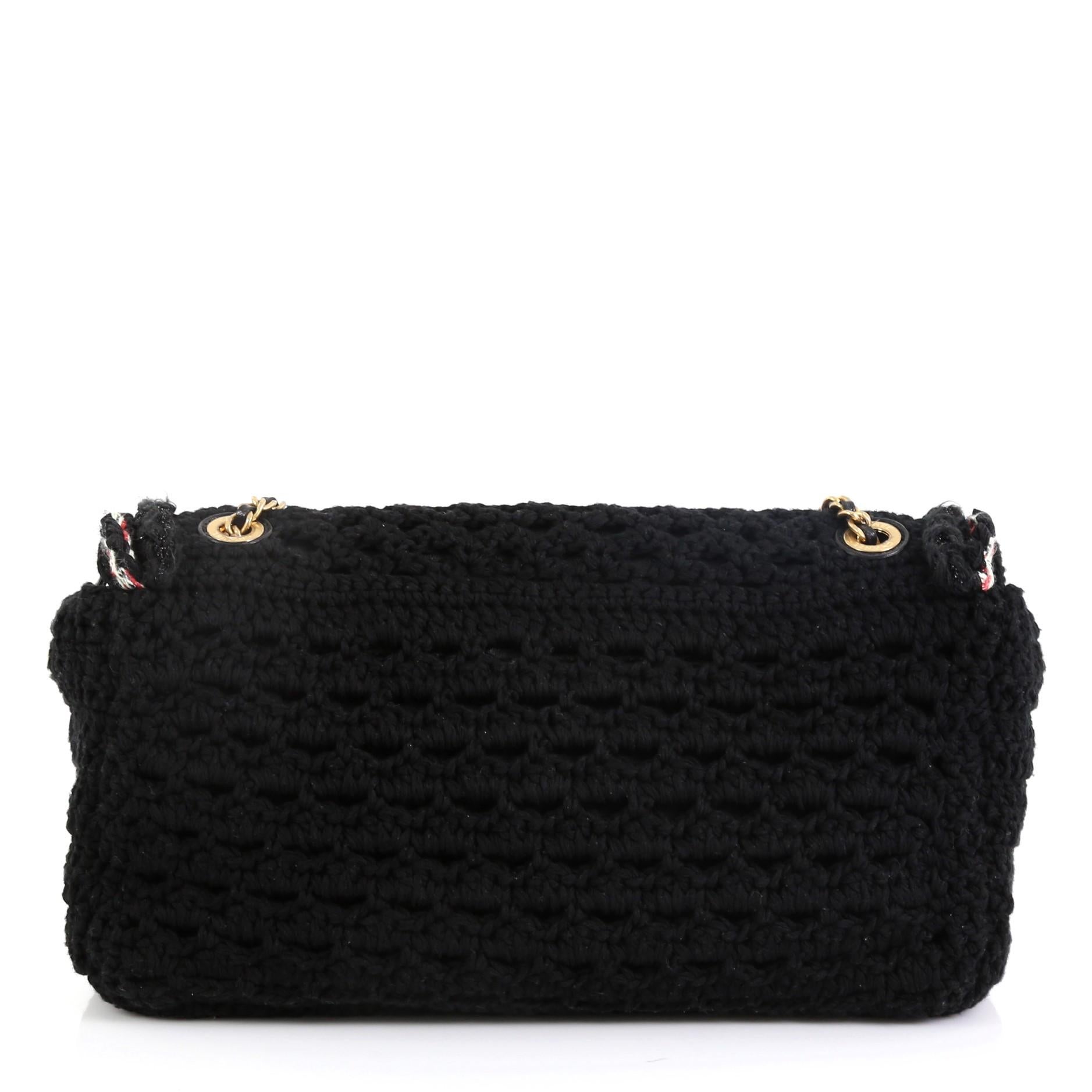 Black Chanel Cayo Coco Flap Bag Crochet Medium
