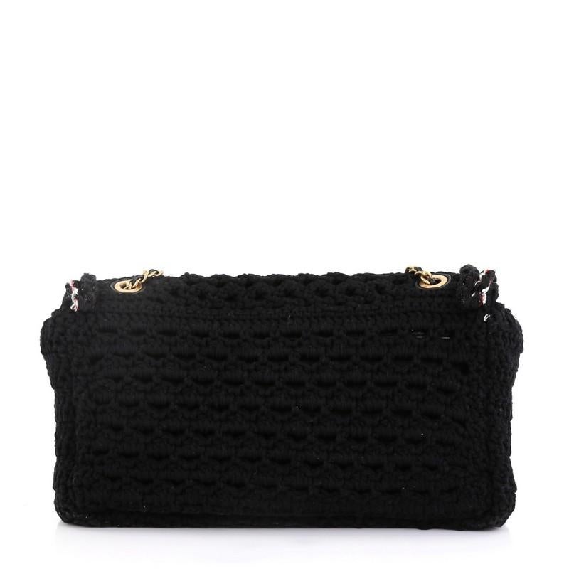 Black Chanel Cayo Coco Flap Bag Crochet Medium