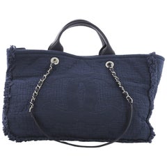 Chanel CC 2-Way Shopping Tote Fringe Quilted Canvas Large
