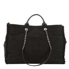 Chanel CC 2-Way Shopping Tote Fringe Quilted Canvas Large