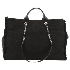 Chanel CC 2-Way Shopping Tote Fringe Quilted Canvas Large