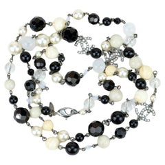 Chanel CC 3 Logos Crystal Pearl & Beaded Long Necklace