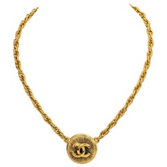 Chanel CC 80 s Gold Sunburst Choker