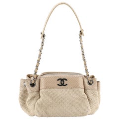 Chanel CC Accordion Chain Tote Straw With Python Small 