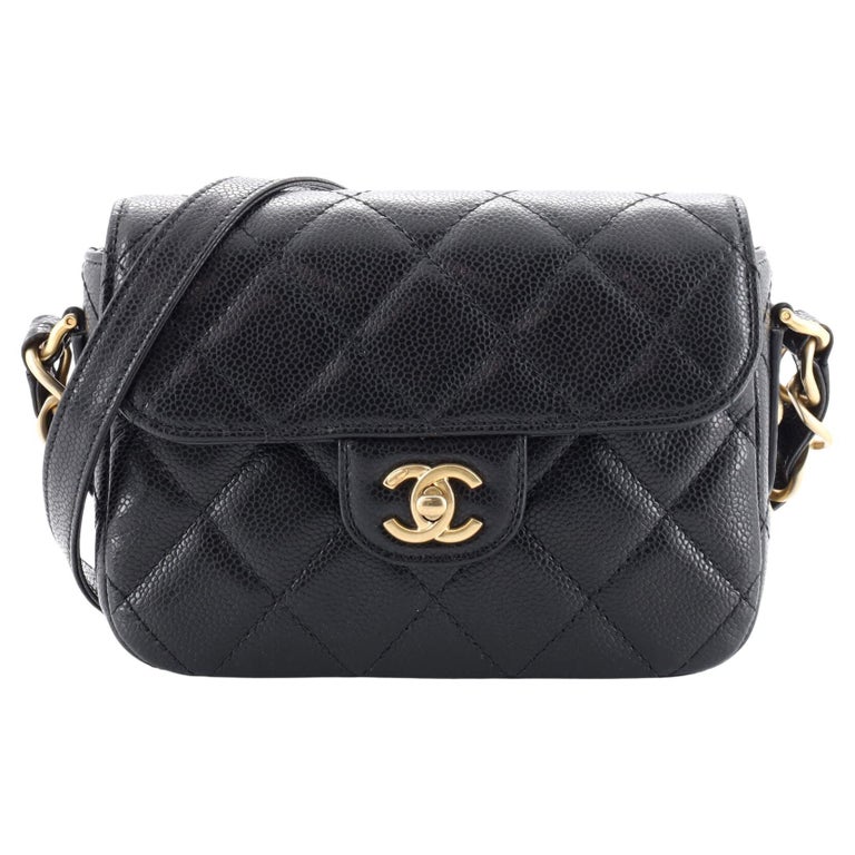 Chanel CC Adjustable Strap Flap Messenger Bag Quilted Caviar Mini at 1stDibs