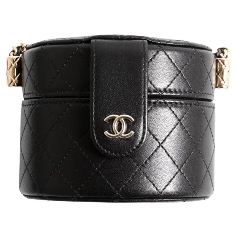 Chanel CC Allure Vanity Case on Chain Bag Black Lambskin Gold Hardware 