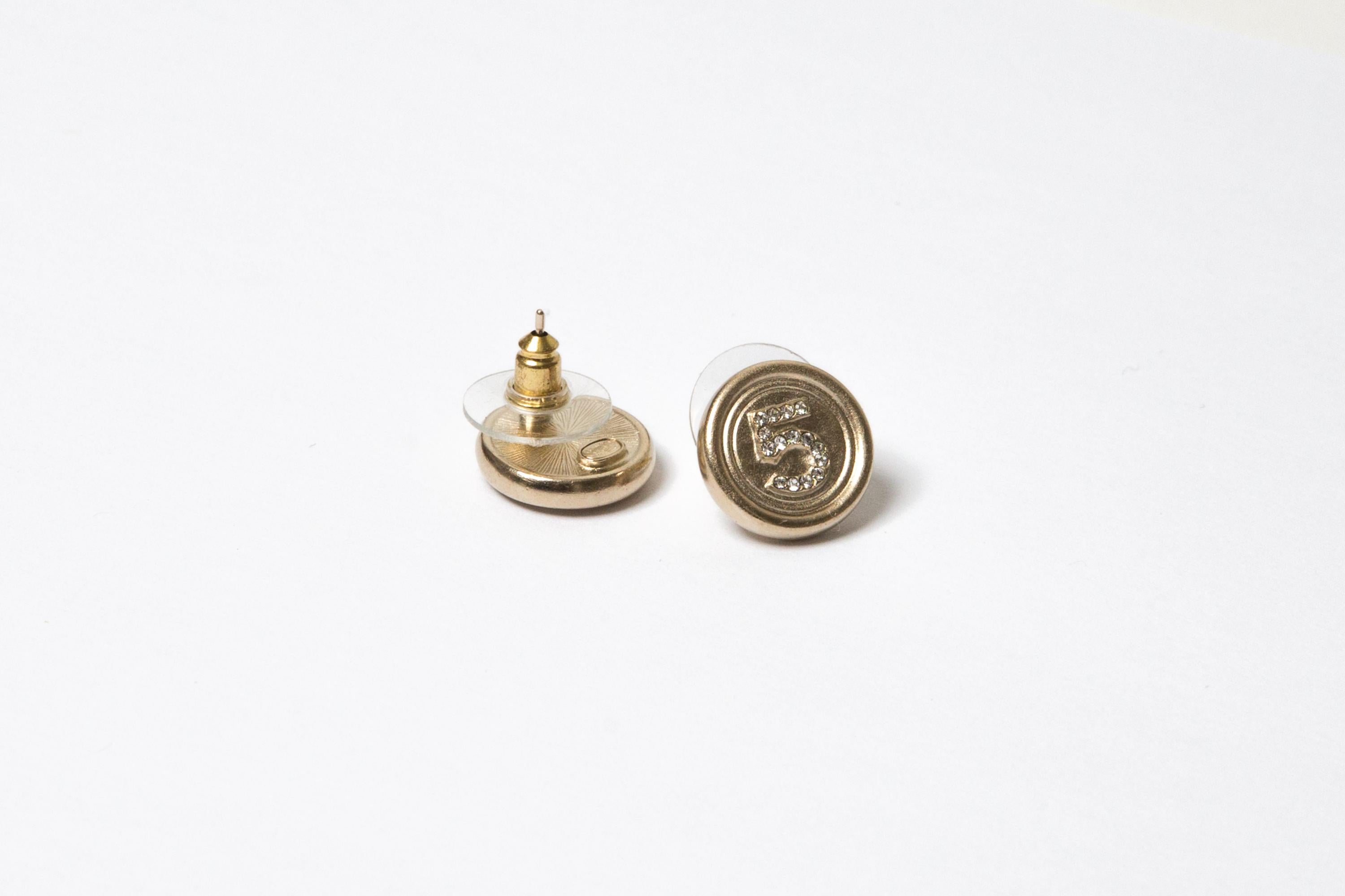 Chanel CC and 5 GoldTone Earrings For Sale 1