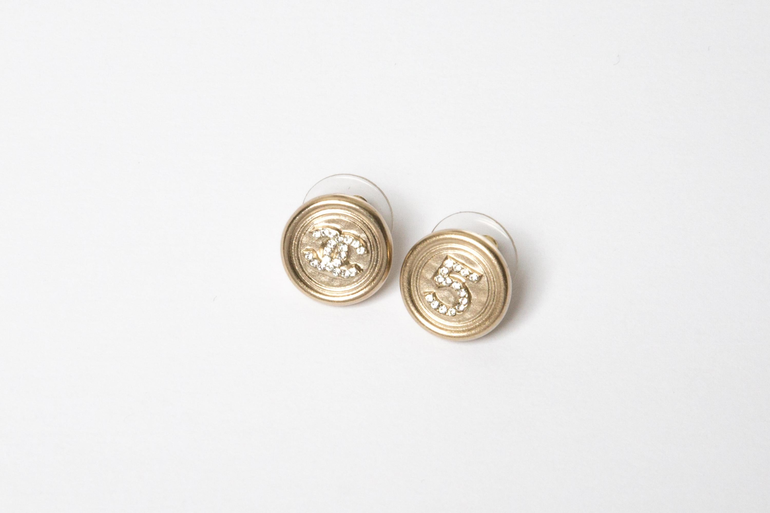 Chanel CC and 5 GoldTone Earrings For Sale 2