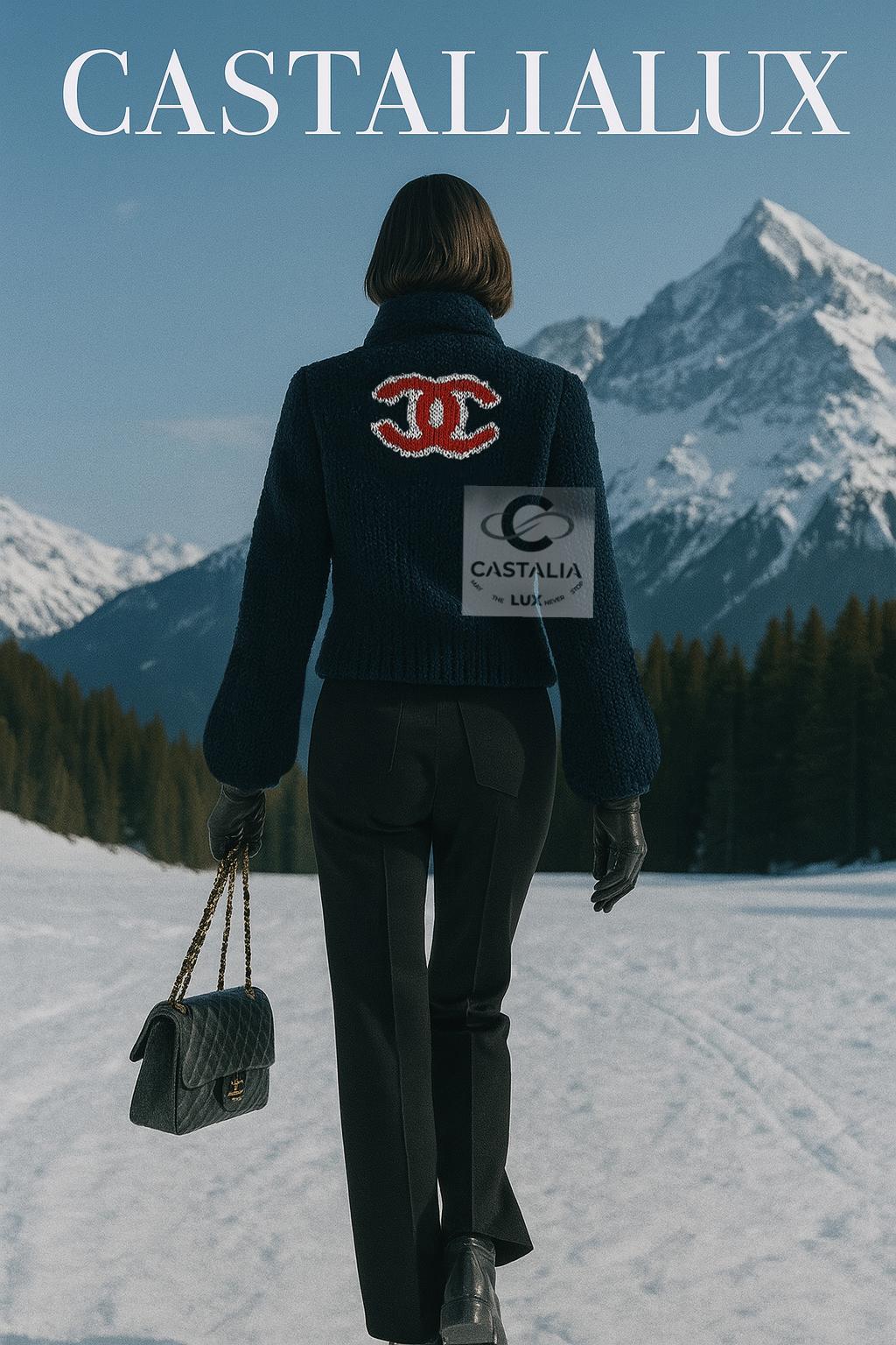 Noir CHANEL New Iconic CC Logo Teddy Bomber Jacket 36 FR en vente