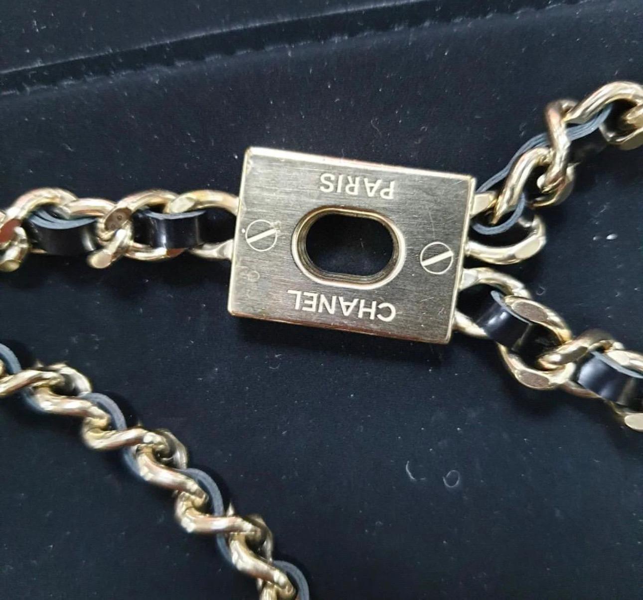 Chanel CC B17P Leather Chain Long Necklace Belt  In Good Condition In Krakow, PL