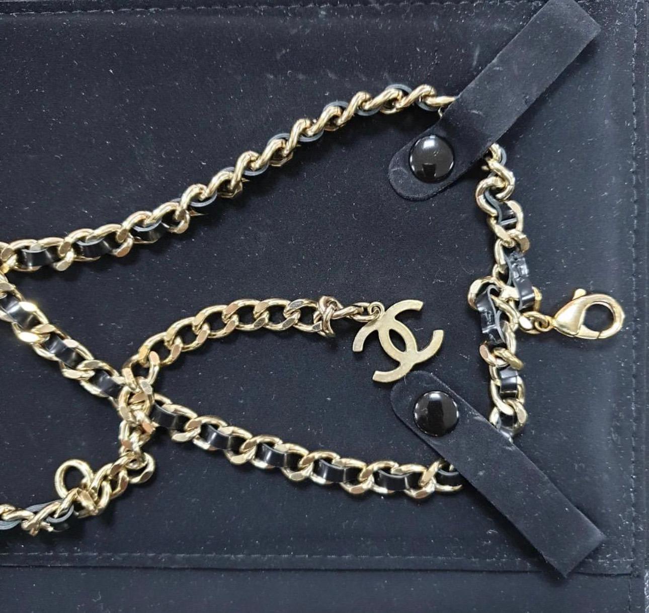 Women's Chanel CC B17P Leather Chain Long Necklace Belt 