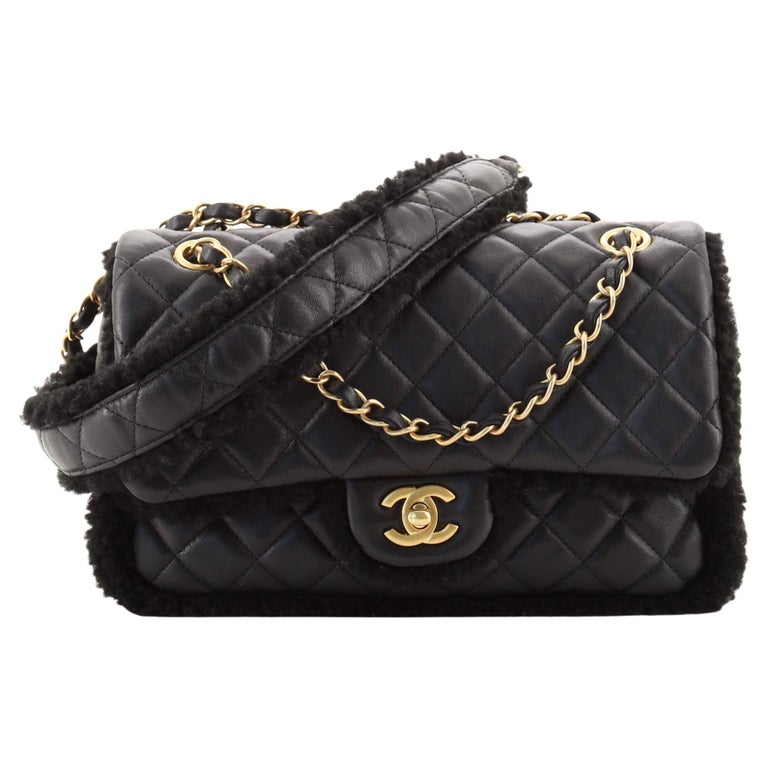 Chanel CC Back Muff Flap Bag Quilted Lambskin and Shearling Large at 1stDibs