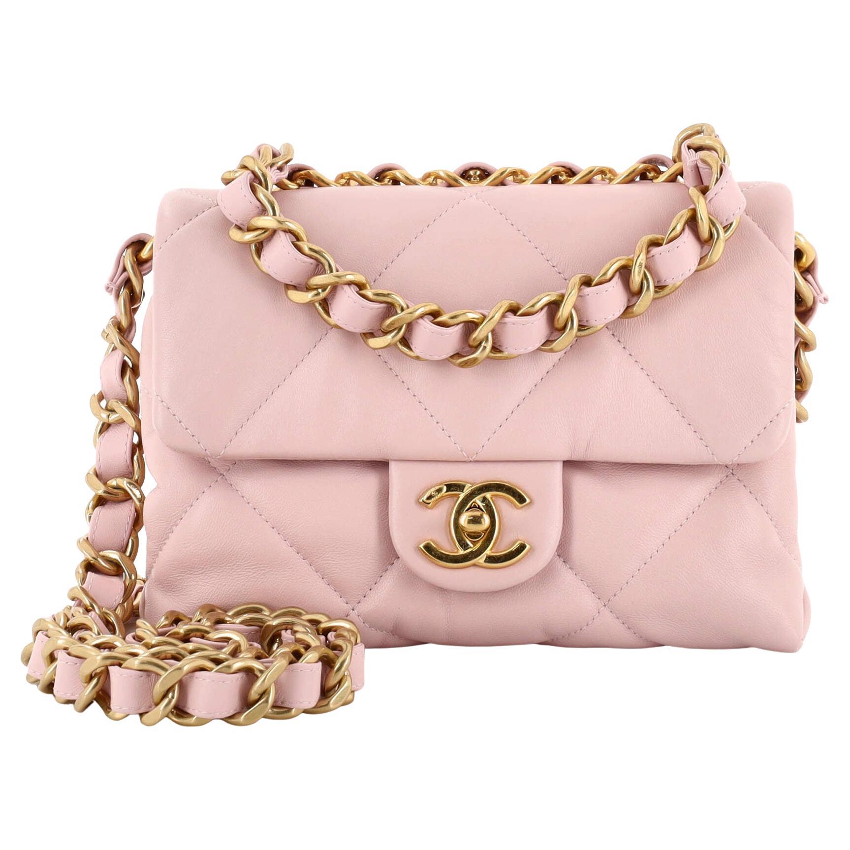Chanel CC Bar Chain Handle Flap Bag Quilted Lambskin Small For Sale at  1stDibs