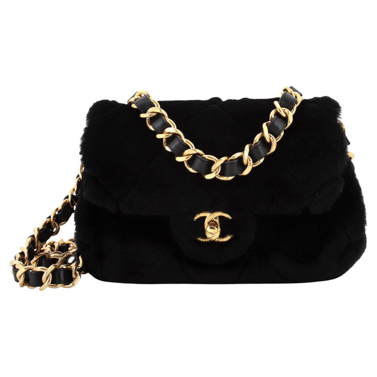 Chanel Chanel CC Black Leather Mini Quilted Bag On Gold Chain