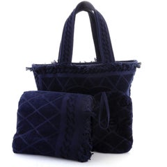 Chanel CC Beach Tote Fringe Terry Cloth Large