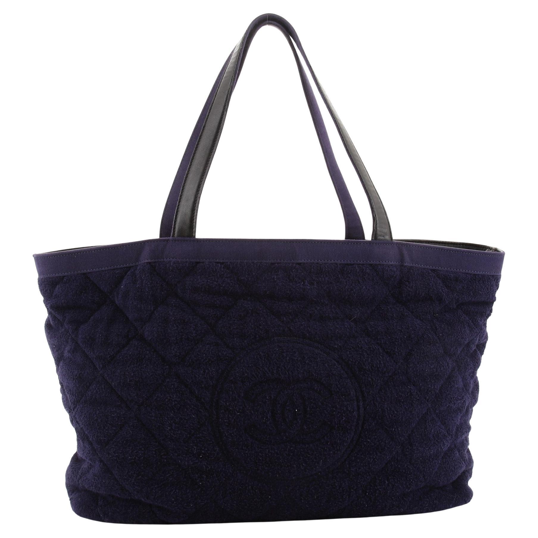 Chanel CC Beach Tote Quilted Terry Cloth Large at 1stDibs | chanel ...
