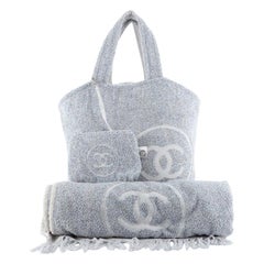 Chanel CC Strandtasche Frottee groß