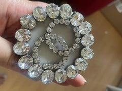 CHANEL CC belt logo rhinestone chain silver.