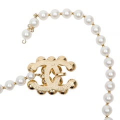Chanel CC Belt or Necklace White Faux Pearls