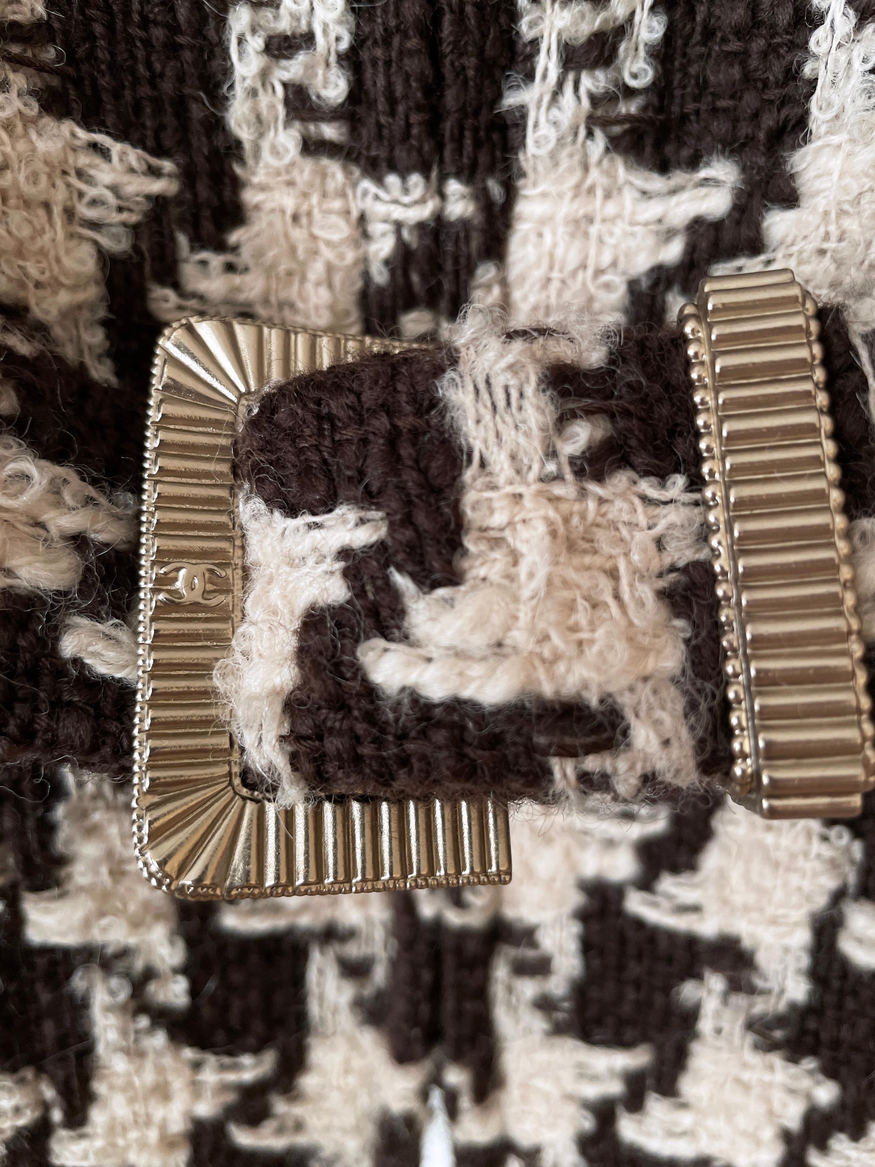Chanel CC Belted Houndstooth Tweed Jacket 34 FR 4